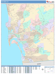 San Diego  Wall Map Color Cast Style